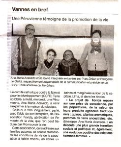 LA SOCIEDAD OPINA | Ana María Acevedo participa en la campaña de cuaresma del CCFD – Tierra Solidaria en Francia