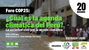 INFOVIDA | COP25: Sociedad civil dialogará con el Estado para afrontar el cambio climático
