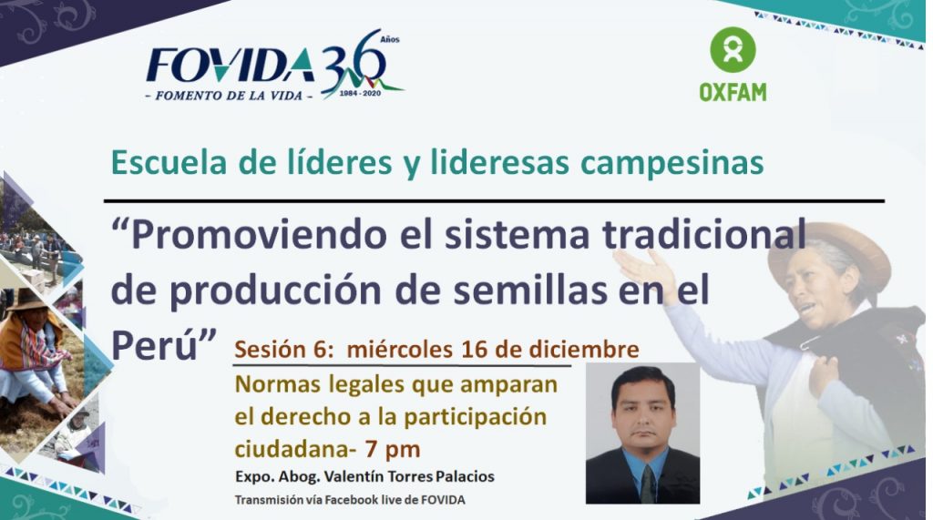 6ta Sesión: Escuela de líderes y lideresas campesinas