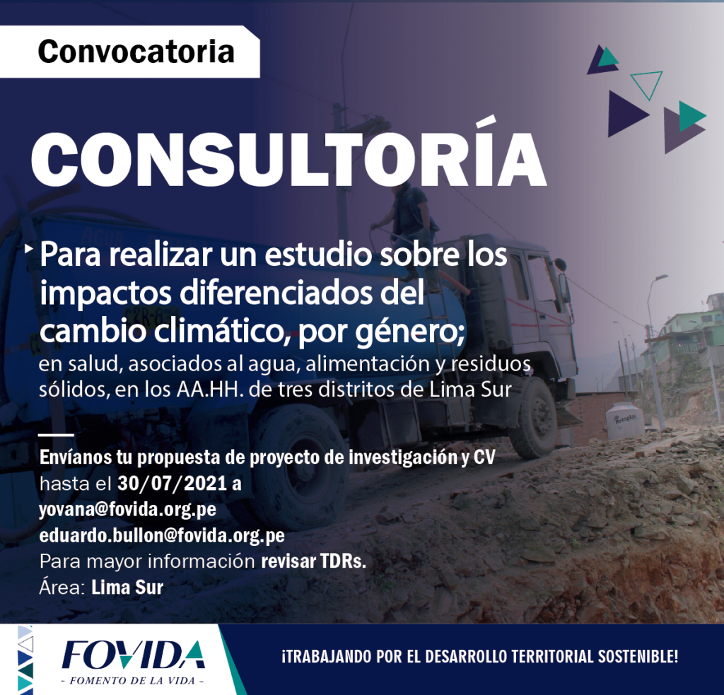 CONVOCATORIA| Consultor(a) o equipo consultor para realizar estudio sobre impactos diferenciados del cambio climático, por género