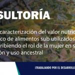 CONSULTORÍA| Estudio de caracterización del valor nutricional y taxonómico de alimentos sub utilizados (NUS), describiendo el rol de la mujer en su conservación y uso ancestral