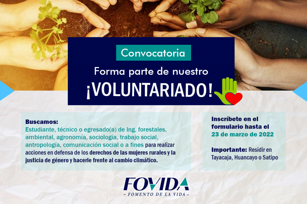 CONVOCATORIA DE VOLUNTARIADO: SATIPO-HUANCAYO Y HUANCAVELICA