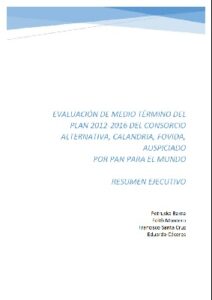 Plan 2012-2016 del Consorcio FOVIDA, CALANDRIA, ALTERNATIVA (Resumen ejecutivo)