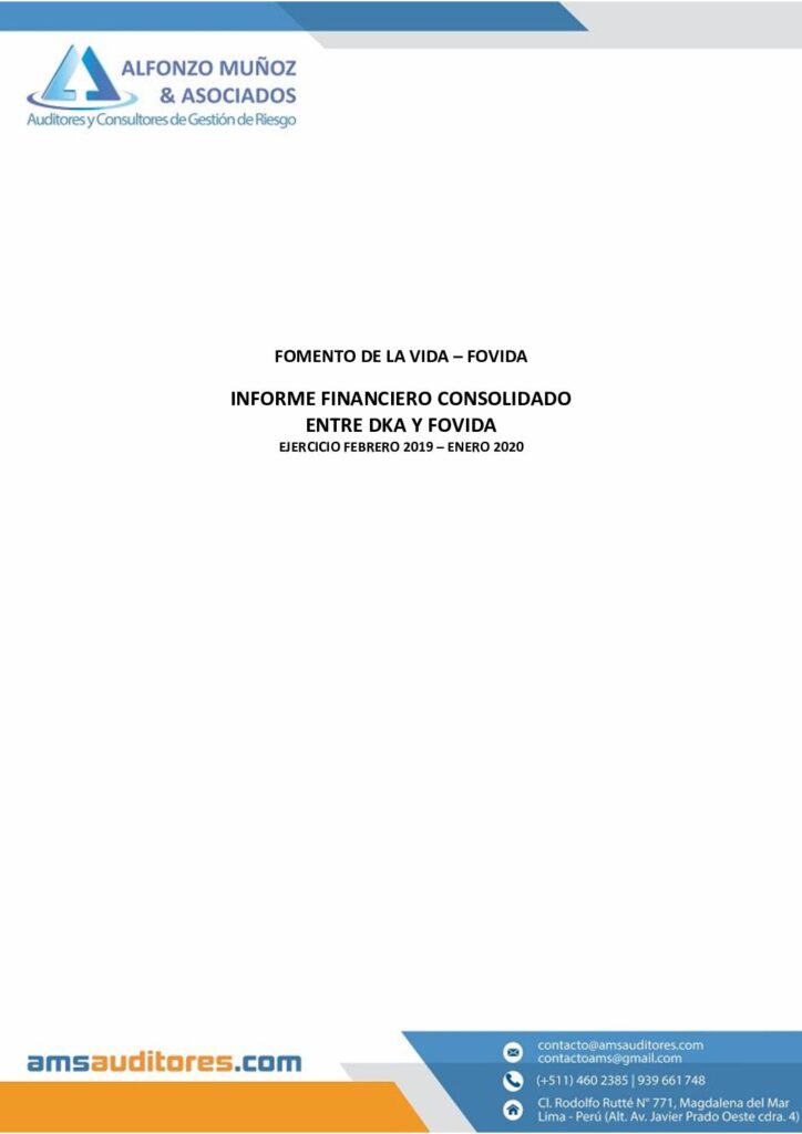 Auditoria Financiera del Proyecto Nro 234000-016/239K–Medio ambiente y género en comunidades urbanasy rurales en Lima Sur, Junín y Huancavelica 2019-2020