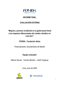 Proyecto: “Mujeres y jóvenes incidiendo en la gobernanza frente a los impactos diferenciados del cambio climático en Lima Sur”