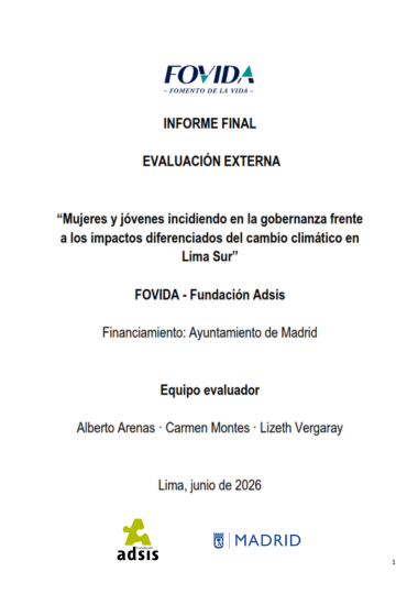 Proyecto: “Mujeres y jóvenes incidiendo en la gobernanza frente a los impactos diferenciados del cambio climático en Lima Sur”
